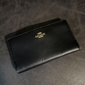 Coach Black Pebbled Leather Card Holder